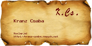 Kranz Csaba névjegykártya